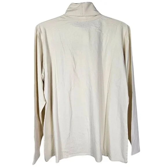Woolrich Embroidered Turtleneck Top XXL Ivory Leaves Thanksgiving Autumn Teacher - Picture 2 of 10